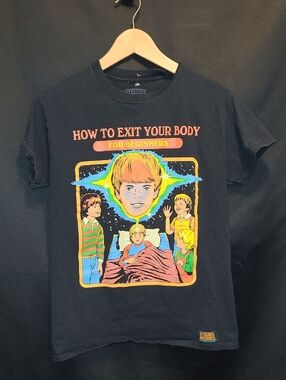 STEVEN RHODES "How To Exit Your Body For Beginnerd  Graphic Tee - Black Size Sm